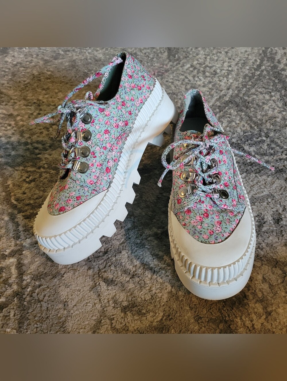 Jeffrey Campbell B2school Women's Size 8.5 Platform White Floral - Picture 3 of 14